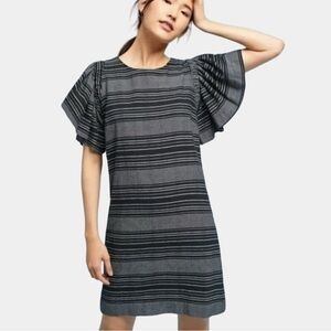 Moon River Black and Gray Striped Mini Dress from Anthropologie